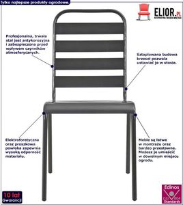 Elior Zestaw metalowych krzeseł ogrodowych Mantar - szary 2