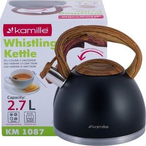 Kamille Czajnik stalowy z gwizdkiem 2.7 L z brązowym uchwytem KM-1087 8