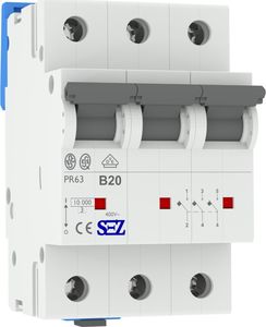SEZ Krompachy B20A 3P 10kA Wyłącznik nadprądowy bezpiecznik Typ S eska PR63 SEZ 0609 1