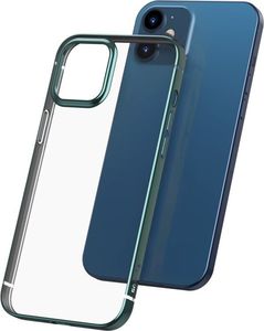 Baseus Baseus Shining Case Elastyczne żelowe etui z metaliczną błyszczącą ramką iPhone 12 mini Ciemnozielony (ARAPIPH54N-MD06) uniwersalny 1