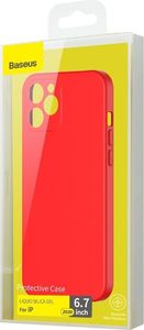 Baseus Baseus Liquid Silica Gel Case Elastyczne żelowe etui iPhone 12 Pro Max Czerwony (WIAPIPH67N-YT09) uniwersalny 5