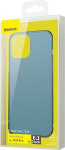 Baseus Baseus Frosted Glass Case Sztywne etui z elastyczną ramką iPhone 12 Pro / iPhone 12 Niebieski (WIAPIPH61P-WS03) uniwersalny 4