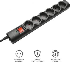 Listwa zasilająca Trust przeciwprzepięciowa 6 gniazd 1.8 m czarna (21059) 4