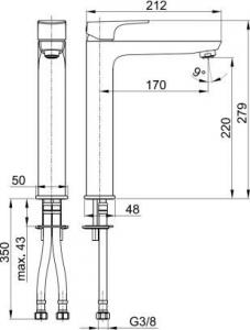 Bateria umywalkowa KFA Mokait stojąca czarny (5532-612-81) 2