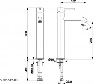 Bateria umywalkowa KFA Moza stojąca chrom (5032-612-00) 3