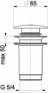 KFA SPUST UMYWALKOWY TYPU KLIK-KLAK, DUŻY BEZ PRZELEWU, CHROM 2