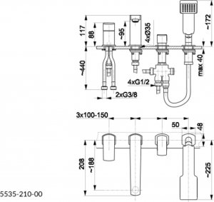 Bateria wannowa KFA Mokait wolnostojące czarny (5535-210-81) 4