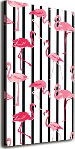 Tulup Obraz Na Płótnie 50x100 Obraz Canvas Flamingi i paski 1