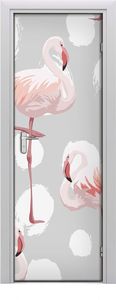 Tulup Fototapeta samoprzylepna na drzwi 75 x 205 cm Flamingi 1