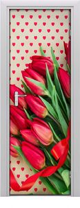 Tulup Fototapeta samoprzylepna na drzwi 75 x 205 cm czerwone tulipany 1