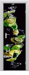 Tulup Fototapeta samoprzylepna na drzwi 75 x 205 cm Limonki i cytryny 1