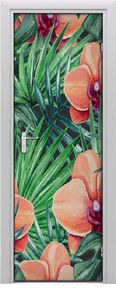 Tulup Fototapeta samoprzylepna na drzwi 75 x 205 cm Storczyki i palmy 1