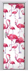 Tulup Fototapeta samoprzylepna na drzwi 75 x 205 cm flamingi 1