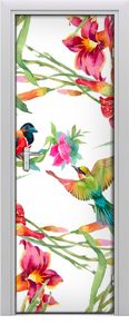 Tulup Fototapeta samoprzylepna na drzwi 75 x 205 cm Ptaki i kwiaty 1