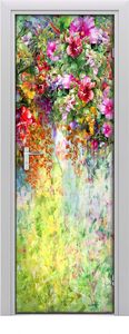 Tulup Fototapeta samoprzylepna na drzwi 75 x 205 cm Kolorowe kwiaty 1