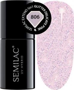 Semilac Semilac Extend 806 Lakier Hybrydowy 5in1 Glitter Delicate Pink uniwersalny 1