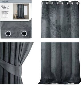 AmeliaHome Zasłony Velvet na przelotkach Grafit 140X270 2