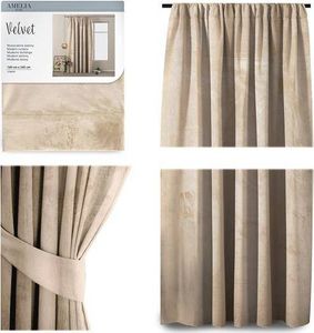 AmeliaHome Zasłona Velvet na taśmie Krem 140X245 2
