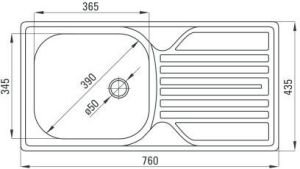 Zlewozmywak Deante  1-komorowy Legato z ociekaczem 43,5 x 76cm stalowy (ZEL_0110) 3
