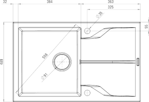 Zlewozmywak Deante  1-komorowy Andante z ociekaczem 49 x 78cm grafitowy (ZQN_2113) 3