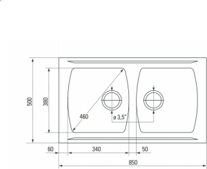 Zlewozmywak Deante Zlewozmywak 2-komorowy Lusitano bez ociekacza 50 x 86cm biały (ZCL_620N) 3
