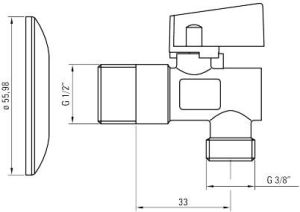 Deante Zawór kątowy z ﬁltrem 1/2"x3/8"  (VFA_B62M) 2