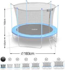 Trampolina ogrodowa Neo-Sport NS-06W181 z siatką wewnętrzną 6 FT 183 cm 6