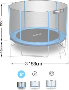 Trampolina ogrodowa Neo-Sport NS-06Z181 z siatką zewnętrzną 6 FT 183 cm 10