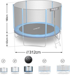 Trampolina ogrodowa Neo-Sport NS-10Z181 z siatką zewnętrzną 10 FT 312 cm 6