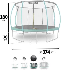 Trampolina ogrodowa Neo-Sport NS-12C181 z siatką wewnętrzną 12.5 FT 374 cm 10