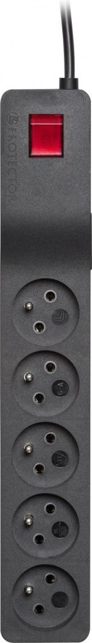 Listwa zasilająca Lestar ZX 510 przeciwprzepięciowa 5 gniazd 1 m czarna 3