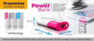 Powerbank Whitenergy 4000 mAh, 1 A, Biało-Niebieski (10117) 2