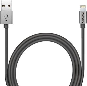 Kabel USB ADATA Lightning, certyfikat MFI, 1m, Aluminium, Titanium (AMFIAL-100CM-CTI) 1