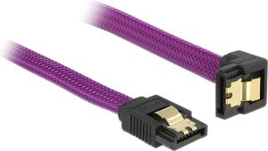 Delock Kabel SATA, wtyk kątowy, 1m, fioletowy, oplot (83697) 2