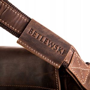 Betlewski Skórzana Torba Męska Na Ramię Duża Betlewski, Tbg-Ht-202-Brown 8