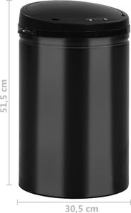 Kosz na śmieci vidaXL bezdotykowy czarny (322698) 8