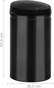 Kosz na śmieci vidaXL bezdotykowy czarny (322699) 8