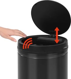 Kosz na śmieci vidaXL bezdotykowy czarny (322702) 2
