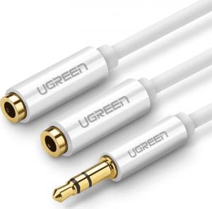 Kabel Ugreen Jack 3.5mm - Jack 3.5mm x2 0.2m biały (UGR542WHT) 1