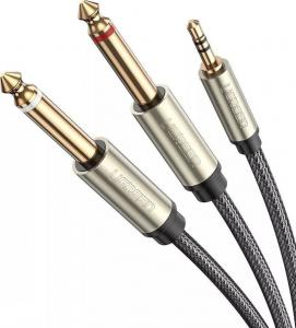 Kabel Ugreen Jack 3.5mm - Jack 6.3mm x2 1m szary (UGR544GRY) 1