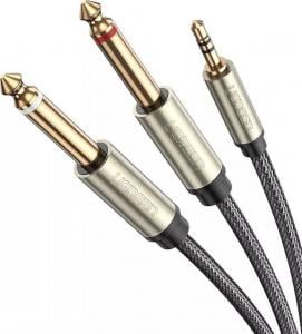 Kabel Ugreen Jack 3.5mm - Jack 6.3mm x2 5m szary (UGR546GRY) 1