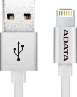 Kabel USB ADATA Lightning, certyfikat MFI, 1m, Aluminium, Silver (AMFIAL-100CM-CSV) 1