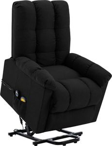 vidaXL Fotel rozkładany, masujący, podnoszony, czarny, tkanina 1