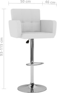 vidaXL Stołki barowe, 2 szt., białe, sztuczna skóra 8