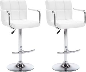 vidaXL Stołki barowe, 2 szt., białe, sztuczna skóra 2
