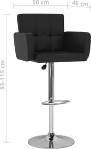 vidaXL Stołki barowe, 2 szt., czarne, sztuczna skóra 8