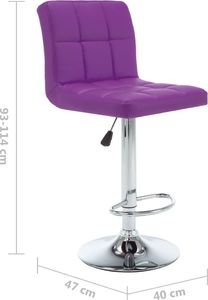 vidaXL Stołki barowe, 2 szt., fioletowe, sztuczna skóra 8