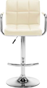 vidaXL Stołki barowe, 2 szt., kremowe, sztuczna skóra 3