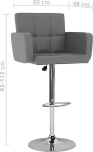 vidaXL Stołki barowe, 2 szt., szare, sztuczna skóra 8