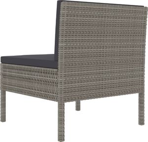 vidaXL Krzesła ogrodowe z poduszkami, 3 szt., polirattan, szare 5
